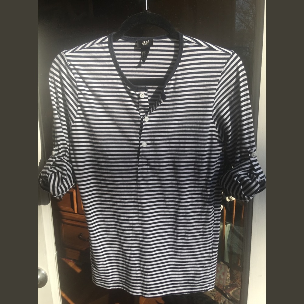 Men's Striped XS Henley Shirt